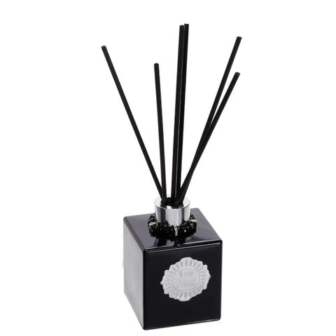 Difusor Varetas Vidro cubo preto 250ml Enf.prateados/varetas pretas - Fragrância: Miami Shopping