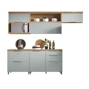 Cozinha Modulada Nesher Marquesa 5 Peças com Nicho para Micro-ondas - Nature/verde