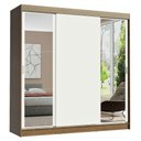 Ver imagem 2 de Guarda-Roupa Casal Madesa Reno 3 Portas de Correr com Espelhos Rustic/Branco Cor:Rustic/Branco