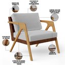 Ver imagem 4 de Kit 3 Poltronas Decorativas Para Sala De Estar Pietra L02 Couríssimo Marrom Linho Cinza - Lyam