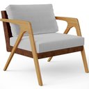 Ver imagem 3 de Kit 3 Poltronas Decorativas Para Sala De Estar Pietra L02 Couríssimo Marrom Linho Cinza - Lyam