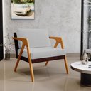 Ver imagem 2 de Kit 3 Poltronas Decorativas Para Sala De Estar Pietra L02 Couríssimo Marrom Linho Cinza - Lyam