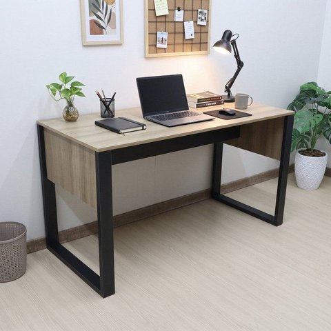 Escrivaninha Mesa para Escritório ME4200 136cm Amêndoa e Preto Marrom