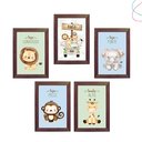Ver imagem 1 de Kit 5 Quadros Decorativos Safari Baby Aquarela Bege:tabaco