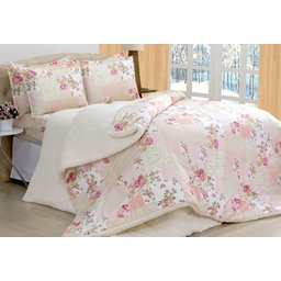 Kit Coberdrom Micropercal e Sherpa Patchwork Queen Size 03 Pçs - 2