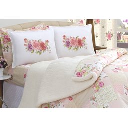 Kit Coberdrom Micropercal e Sherpa Patchwork Queen Size 03 Pçs - 3
