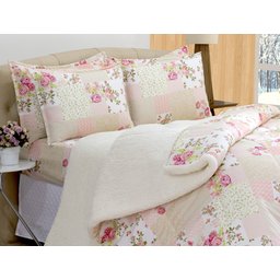 Kit Coberdrom Micropercal e Sherpa Patchwork Queen Size 03 Pçs - 4