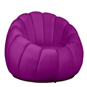 Poltrona Decorativa Concha Base Arco Giratória Veludo Cor:roxo