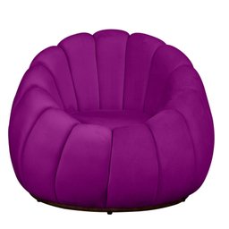 Poltrona Decorativa Concha Base Arco Giratória Veludo Cor:roxo - 2