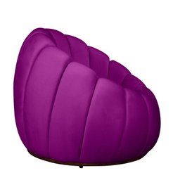 Poltrona Decorativa Concha Base Arco Giratória Veludo Cor:roxo - 3