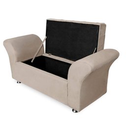Calçadeira Baú Veneza Casal 140cm Suede - Ecotec Decor:Bege - 2