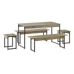 Mesa Cozinha 2 Bancos Industrial Retangular 120x80 Pé Metal:off White/preto - 2