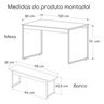 Mesa Cozinha 2 Bancos Industrial Retangular 120x80 Pé Metal:off White/preto - 3