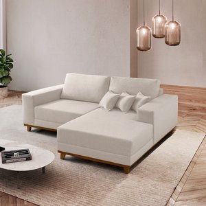 Sofá Cronos 185cm Chaise Lado Direito Meu Sofá Online A302 Linho Branco