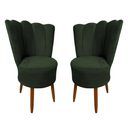 Ver imagem 1 de Kit 2 Cadeiras Decorativa Pétala Veludo Luxo Premium Pés Retrô Palito Sala e Quarto Verde