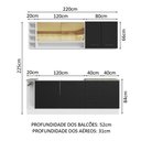 Ver imagem 4 de Armário de Cozinha Completa 220cm Branco/Preto Agata da Thêmis Madesa