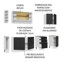 Ver imagem 5 de Armário de Cozinha Completa 220cm Branco/Preto Agata da Thêmis Madesa