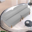 Ver imagem 1 de Kit 02 Sofás Ilha Orgânico Living Closet Evo 125cm 02 Lugares Bouclê Cinza Claro - Desk Design