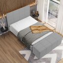 Ver imagem 2 de Kit Cabeceira Cama Box Casal 140cm com Calçadeira Roma W01 Suede Cinza - Lyam Lyam Decor
