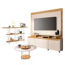 Ver imagem 1 de Estante Home Theater Quantum e Aparador Infinity e Mesa de Centro Sky com Tampo de Vidro Off White C