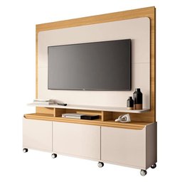 Estante Home Theater Quantum e Aparador Infinity e Mesa de Centro Sky com Tampo de Vidro Off White C - 2