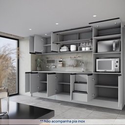 Cozinha Modulada 8 Peças 4 Aéreos 3 Balcões 1 Torre Quente Nara Cabecasa Madeiramadeira - 6