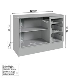 Cozinha Modulada 8 Peças 4 Aéreos 3 Balcões 1 Torre Quente Nara Cabecasa Madeiramadeira - 15