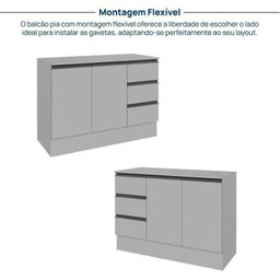 Cozinha Modulada 8 Peças 4 Aéreos 3 Balcões 1 Torre Quente Nara Cabecasa Madeiramadeira - 16