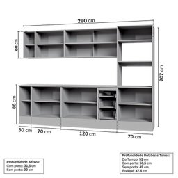 Cozinha Modulada 8 Peças 4 Aéreos 3 Balcões 1 Torre Quente Nara Cabecasa Madeiramadeira - 5