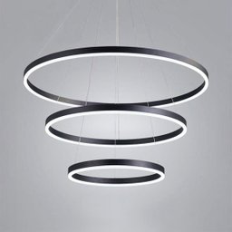 Luminária Pendente Cosmos Preto Led 3 anéis 113W 3500K - 1