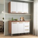 Ver imagem 1 de Balcão Cozinha Joia 1.10m Luxo + Aereo Madeirado/Branco