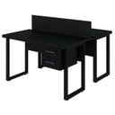 Ver imagem 1 de Mesa Dupla de Escritório Pé Quadro - 1,20x1,35m - c/ Gavetas - Preto / Preto - 26802