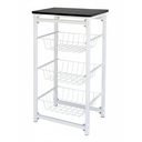 Ver imagem 1 de Fruteira de Chão 3 Cestos para Cozinha Tampo Madeira Mdf Modelo Florença Suporte em Aço Branco Preto