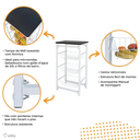 Ver imagem 3 de Fruteira de Chão 3 Cestos para Cozinha Tampo Madeira Mdf Modelo Florença Suporte em Aço Branco Preto