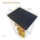 Ver imagem 2 de Fruteira de Chão 3 Cestos para Cozinha Tampo Madeira Mdf Modelo Florença Suporte em Aço Branco Preto