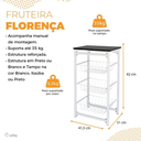 Ver imagem 4 de Fruteira de Chão 3 Cestos para Cozinha Tampo Madeira Mdf Modelo Florença Suporte em Aço Branco Preto