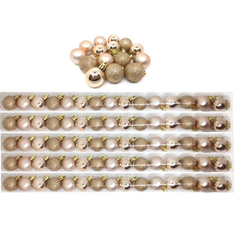 Super Kit 75 Bolas Natal Mista Glitter, Fosca, Lisa Champagne Mini 3cm - Master Christmas