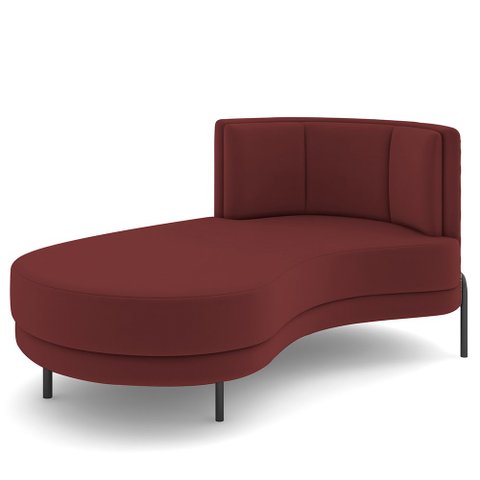 Sofá Chaise Longue Sala de Estar Living Lucca Esquerdo D02 Veludo Marsala C-278 - Lyam Decor