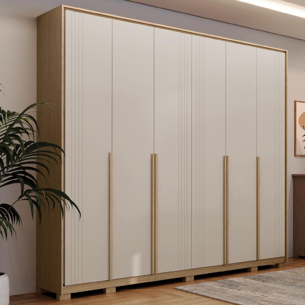 Guarda Roupa Casal 6 Portas Andorra - Carvalho/offwhite