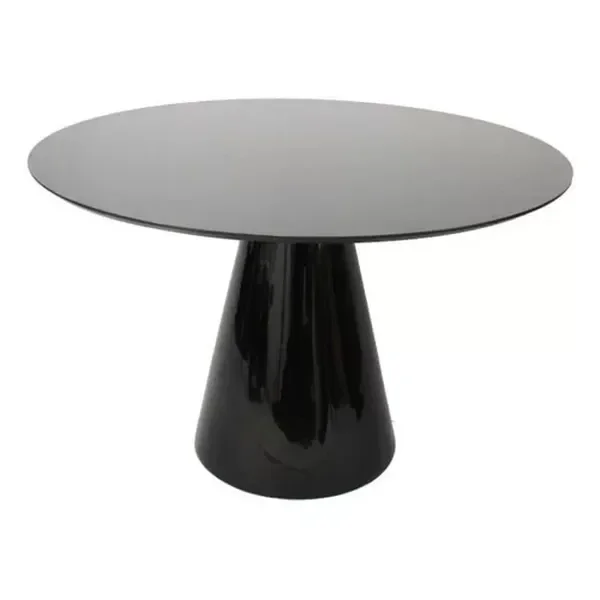 Mesa de Jantar Cone Redonda Preta com Vidro 0,90
