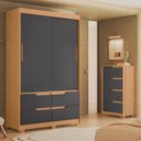 Ver imagem 1 de Conjunto Quarto Infantil Guarda-Roupa e Cômoda Sole Cinza/Freijó/Titanium