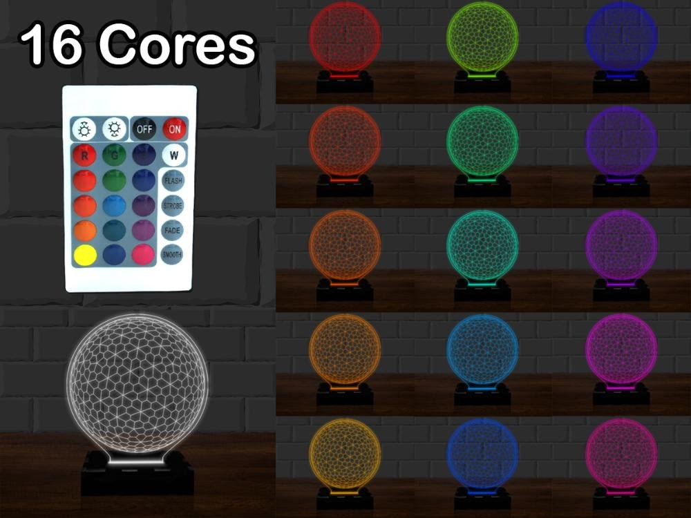 Luminária Led 3d | Bola Basquete Abajur - 16 Cores - 4
