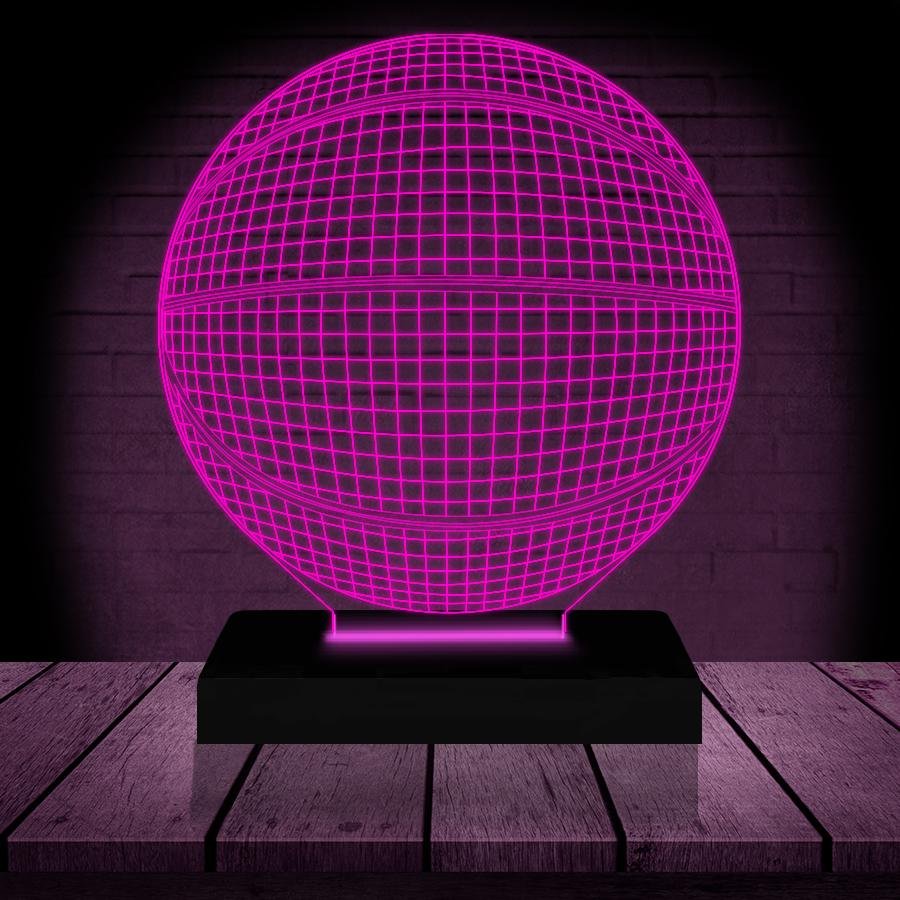 Luminária Led 3d | Bola Basquete Abajur - 16 Cores - 8