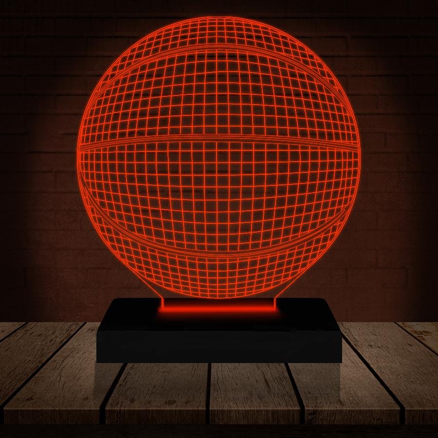 Luminária Led 3d | Bola Basquete Abajur - 16 Cores - 10