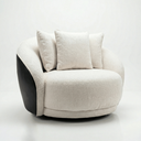 Ver imagem 1 de Poltrona Giratória Veneza 122cm Tecido Bouclé Premium e Corino Design Curvo Moderno Sala Estar Quart