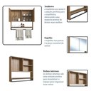 Ver imagem 4 de Armário Espelheira para Banheiro 80cm com 2 Portas e Toalheiro Estilo Industrial P1041 Mel