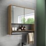 Armário Espelheira para Banheiro 80cm com 2 Portas e Toalheiro Estilo Industrial P1041 Mel - 2