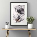 Ver imagem 1 de Quadro Decorativo Flores Cinza - 60x48cm:moldura Preta