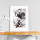 Ver imagem 2 de Quadro Decorativo Flores Cinza - 60x48cm:moldura Preta