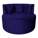 Ver imagem 1 de Sofá Puff Chaise Estofada Redondo Barcelona Almofadas Suede Azul Marinho Eli Móveis e Decoração